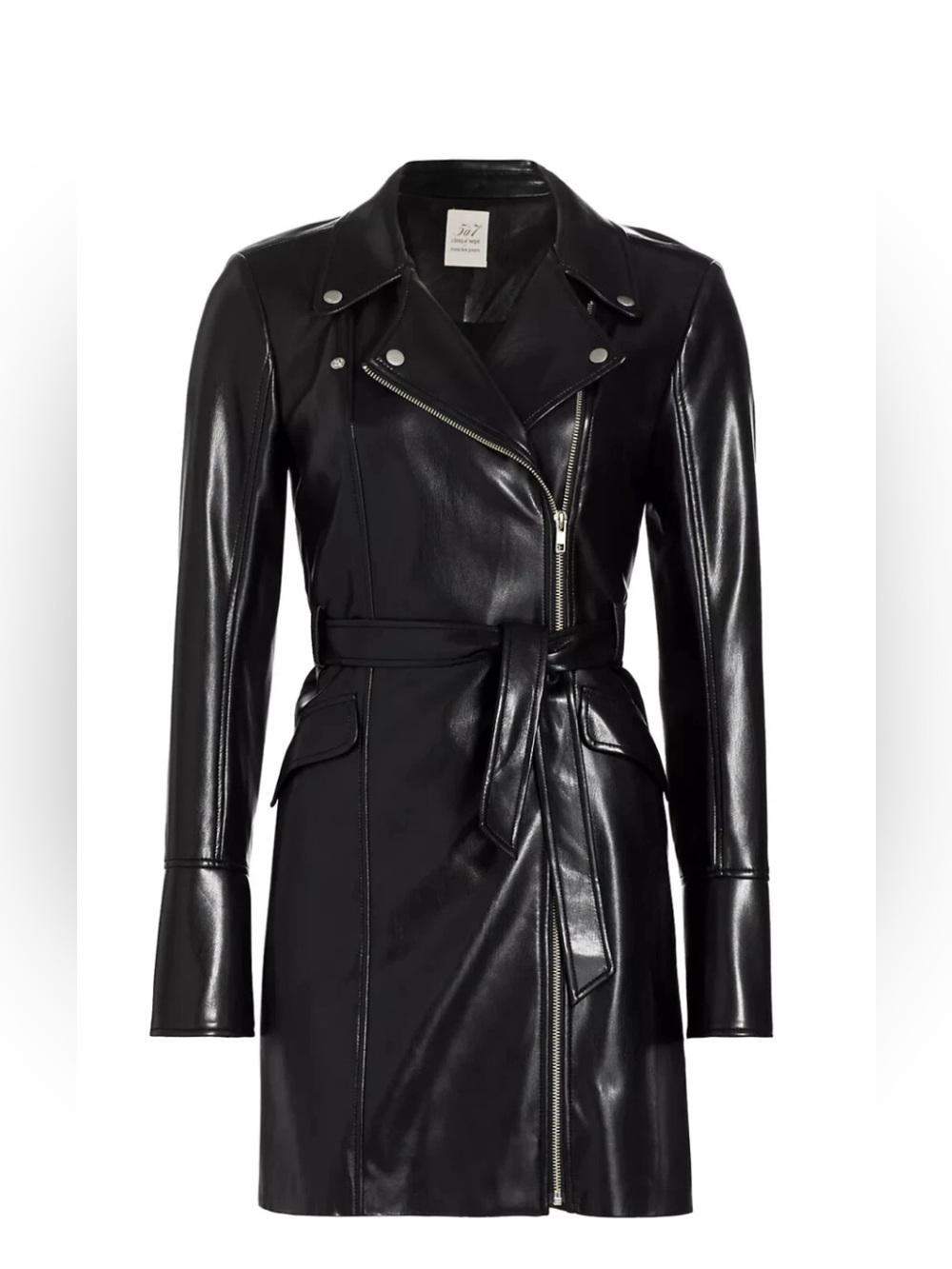NWT cinq a sept size 2 Evie dress in black faux leather